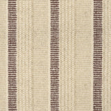 Textured broadloom carpet in beige with stripes in chocolate brown.  