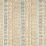 Textured broadloom carpet in beige with stripes in light blue.