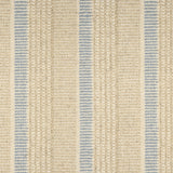 Textured broadloom carpet in beige with stripes in light blue.