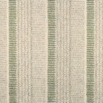 Textured broadloom carpet in ecru with stripes in green.