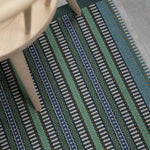 Striped flatweave runner in blue green black 