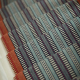 Striped flatweave runner in orange black blue 