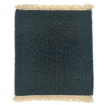 Dark gray rug with beige fringes on a white background