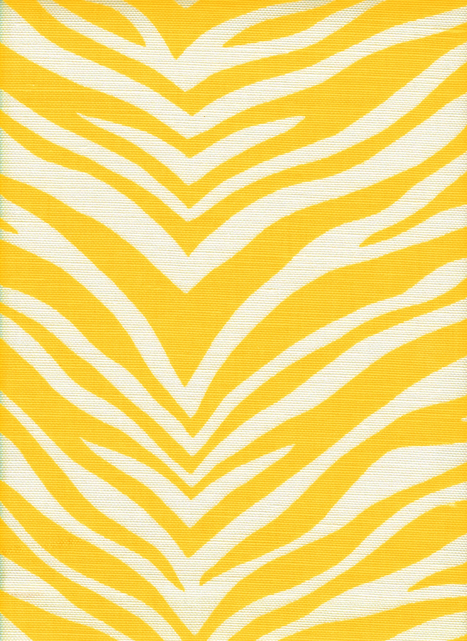 Detail of fabric in a zebra print in yellow on a cream field.