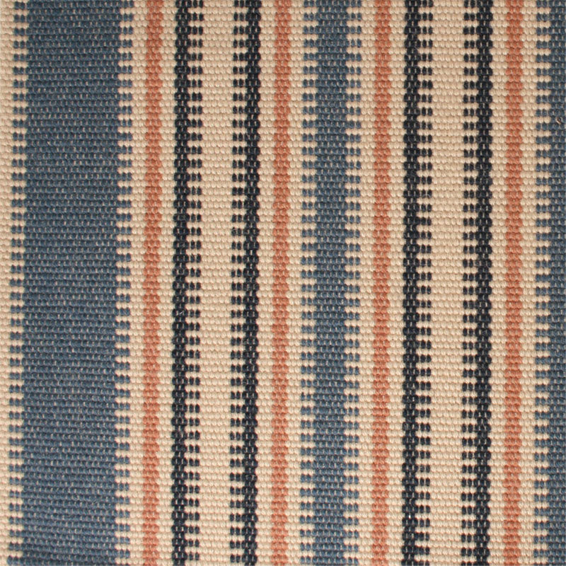 Striped flatweave runner in blue orange and cream 