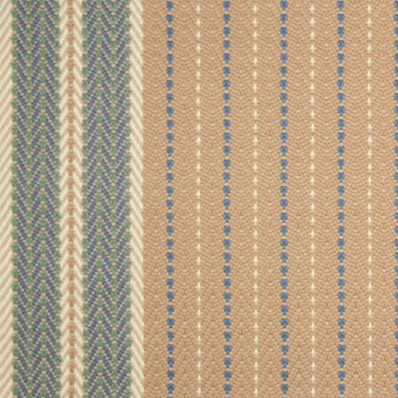 Striped flatweave runner in tan and blue