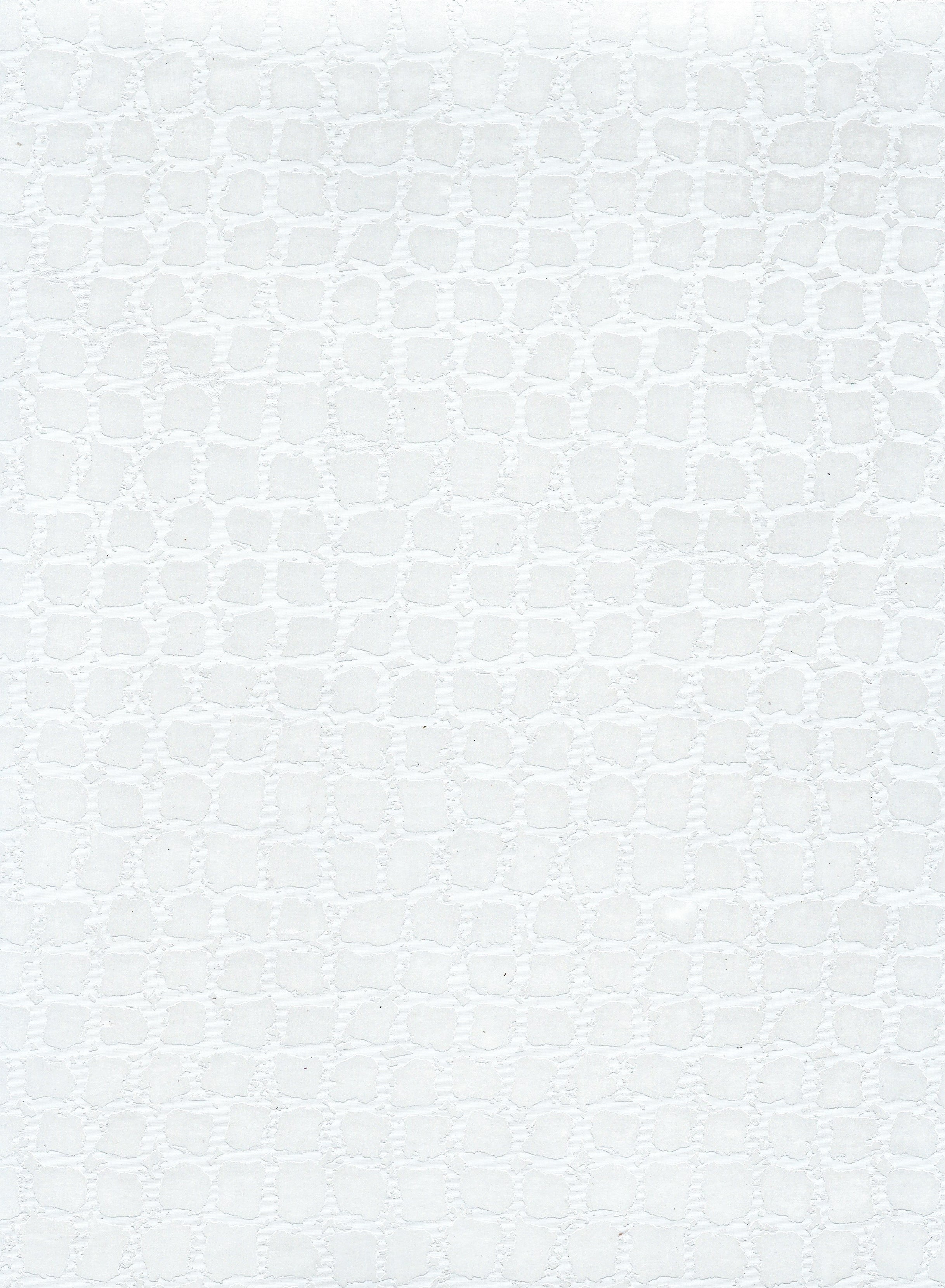 Detail of wallpaper in an abstract grid print in white.