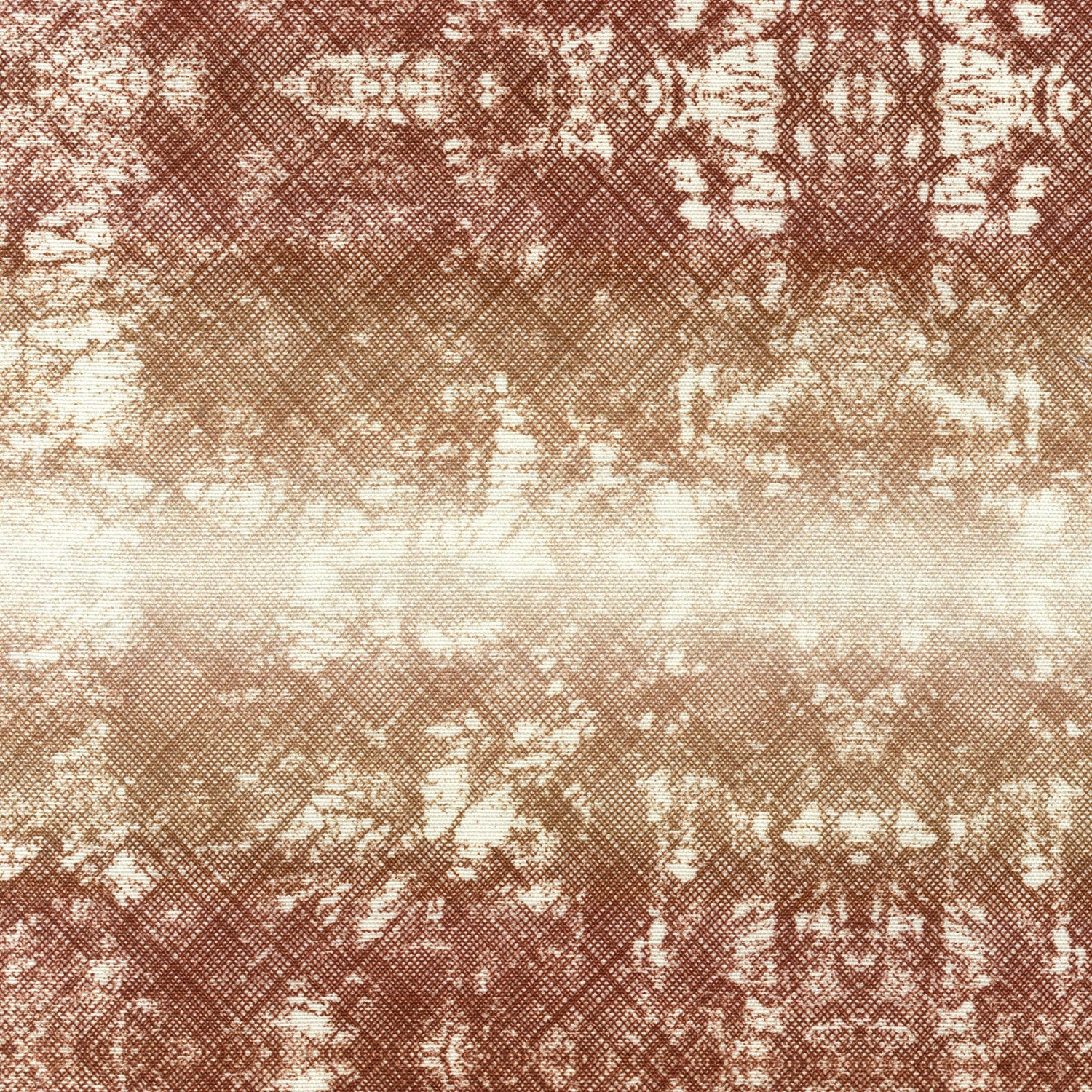 Detail of fabric in a textural ombré print in brown on a cream field.