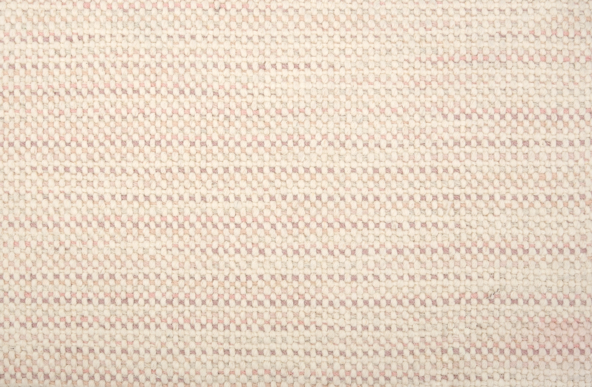 Broadloom carpet in a textural strie stripe in cream and pink accents. 