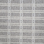 Broadloom carpet in slim plaid pattern in cream and grey.