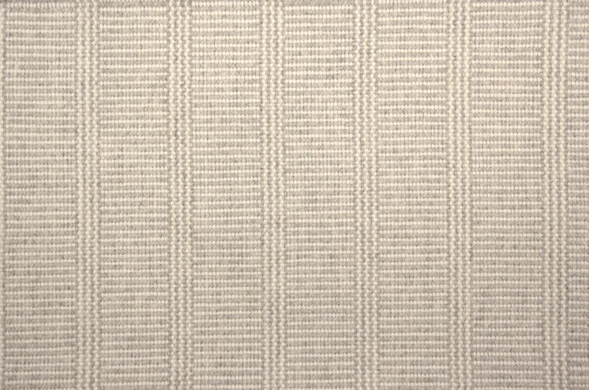 Broadloom carpet swatch in a striped pattern in a light grey design