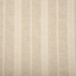 Detail of fabric in a small-scale botanical stripe print in cream on a tan field.