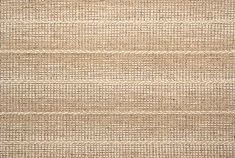 Broadloom carpet swatch in a striped pattern in a tan design