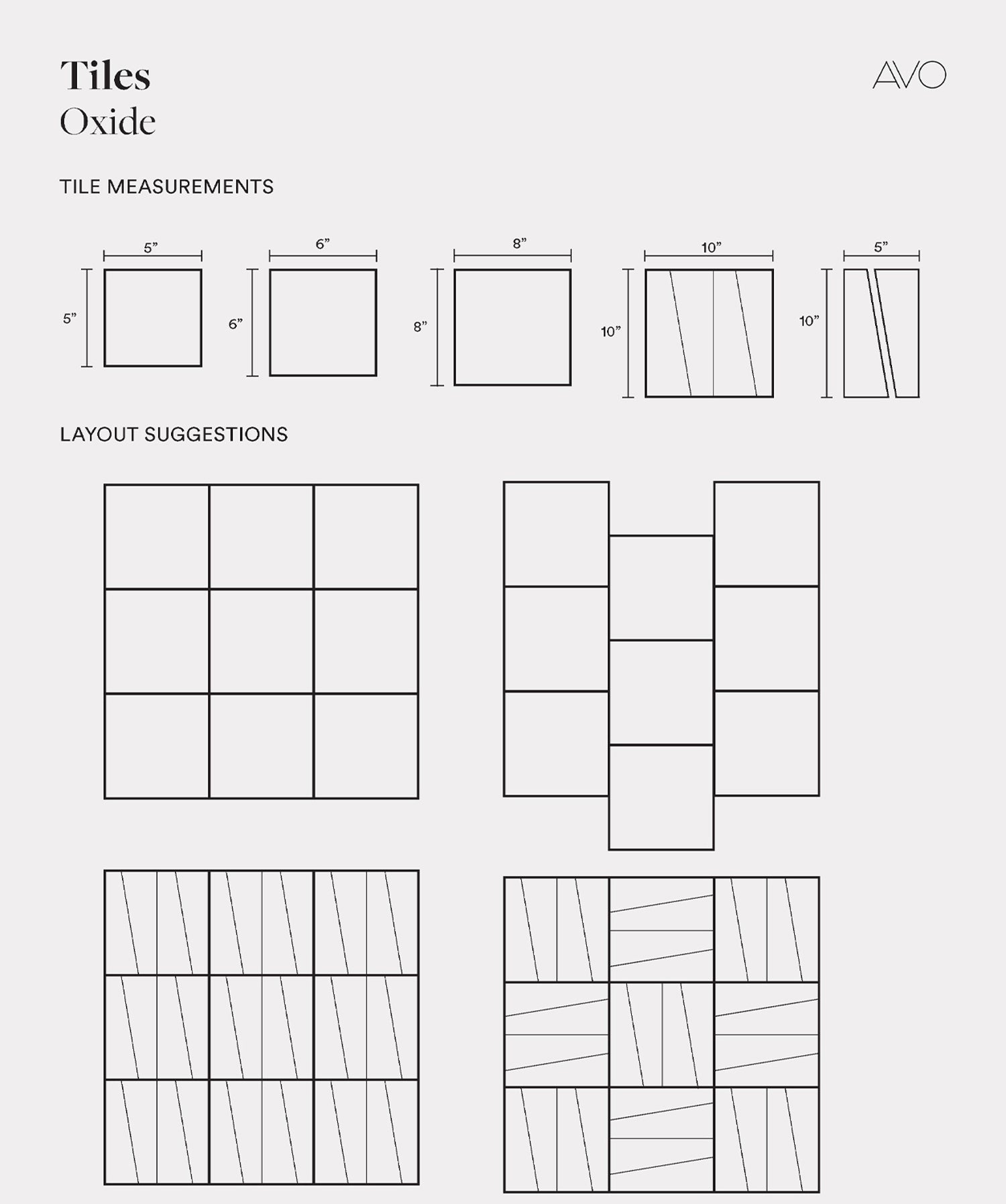 An infographic of various patterns that can be created using a square leather wall tile product.