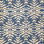 Handwoven rug detail in a contemporary design in blue and cream