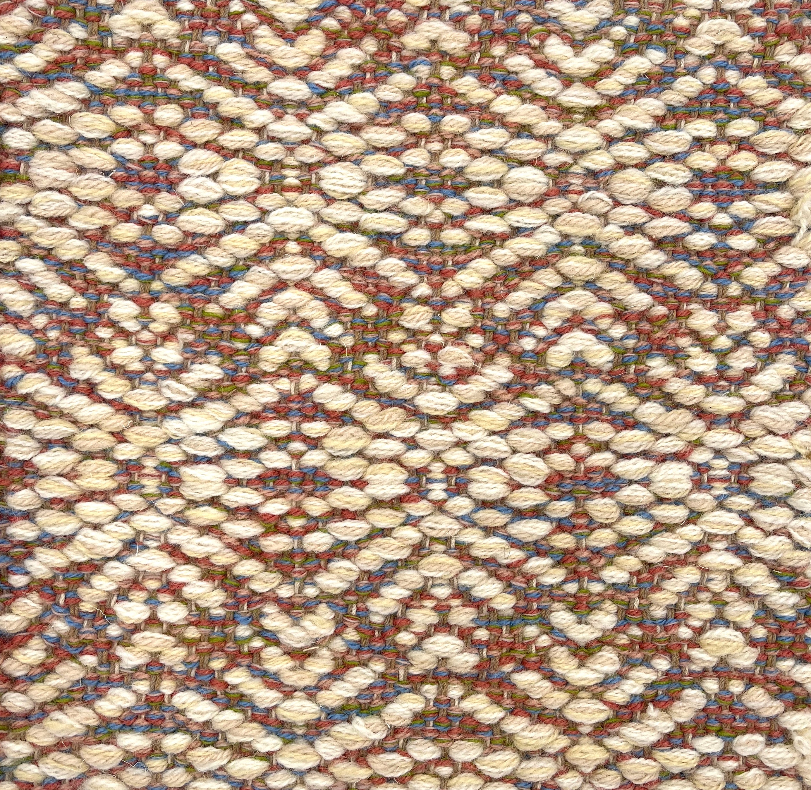 Handwoven rug detail in a contemporary design in multi color