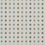 Patterned carpet with pink, brown and grey small dots on an ivroy background