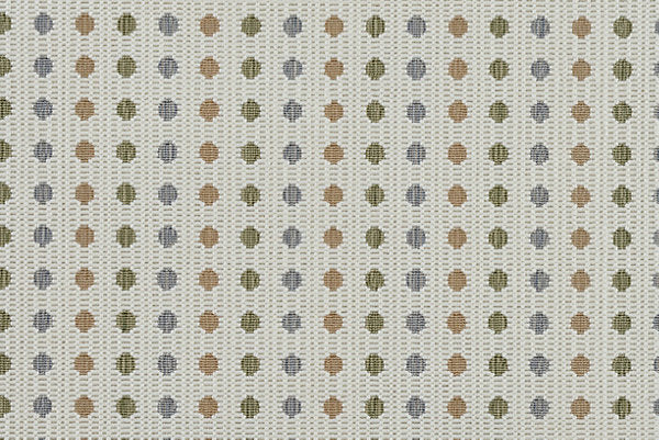 Patterned fabric with small geometric shapes on a neutral background
