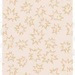 Detail of wallpaper in a playful cartoon "Pow" print in tan on a cream field.