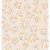 Detail of wallpaper in a playful cartoon "Pow" print in tan on a cream field.