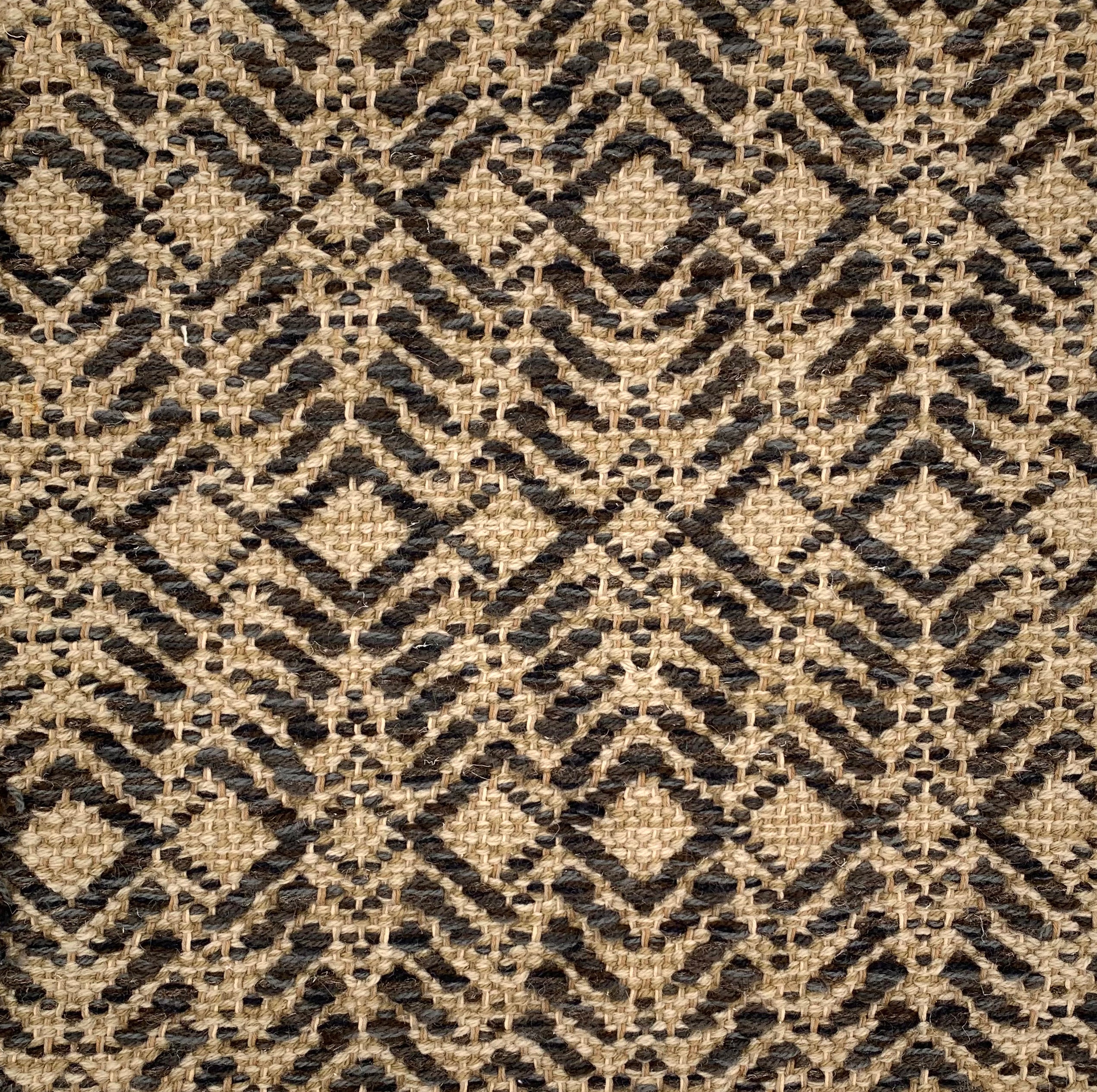 Handwoven rug detail in a contemporary design in tan and brown