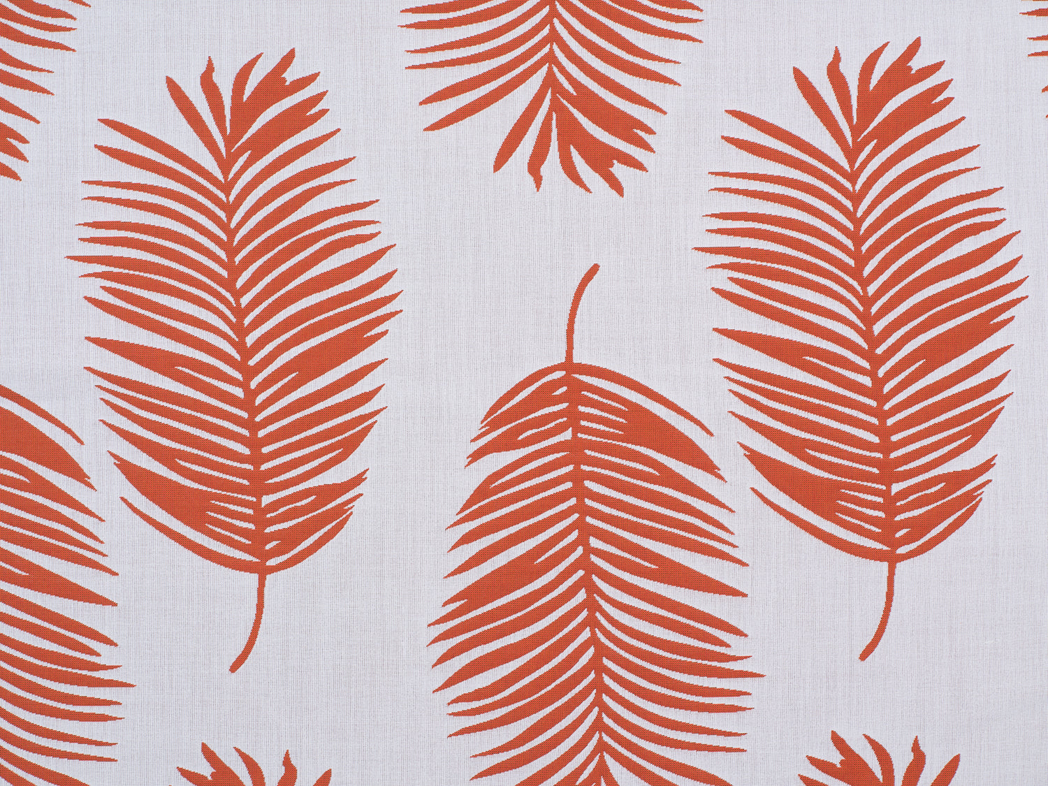Palm print performance fabric in orange on white. 