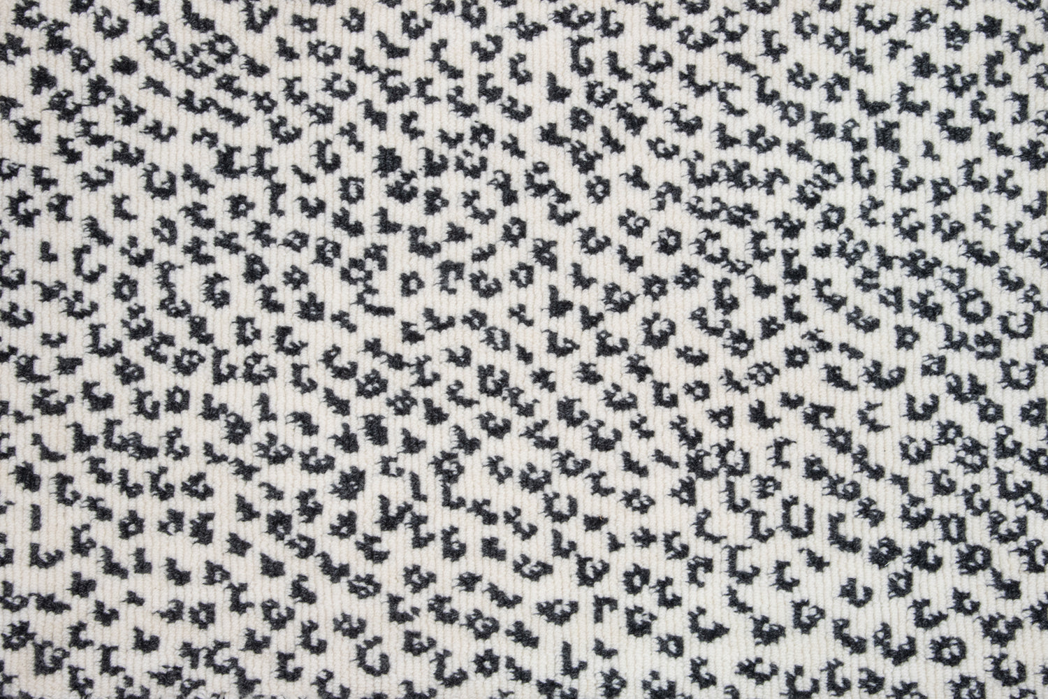 Broadloom carpet swatch textured design in black white