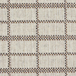 Broadloom carpet detail in plaid grid in shades of burnt sienna on a beige field.