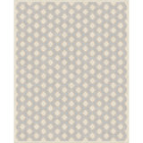 Geometric patterned rug with hexagonal design on a beige background