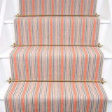 Striped flatweave runner in orange and grey