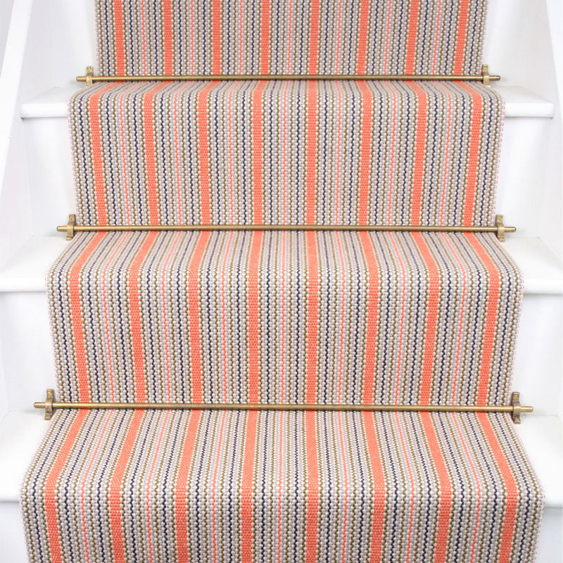 Striped flatweave runner in orange and grey