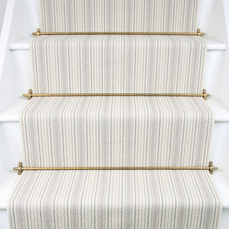 Striped flatweave runner in grey and white