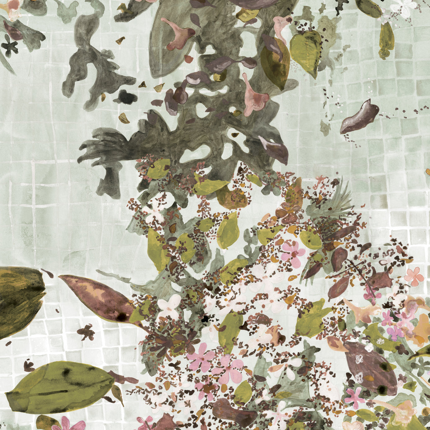 Floral and leaf pattern on a textured background