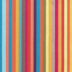 Detail of outdoor fabric in a rainbow stripe print.