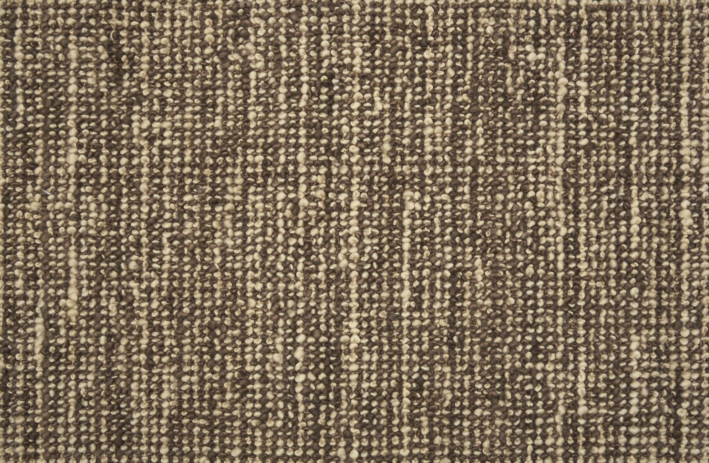 Textured loop carpet in cream and chocolate brown.