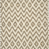 Textured flatweave rug with a diamond pattern in beige and brown tones.
