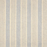 Broadloom carpet in cream and blue stripes.