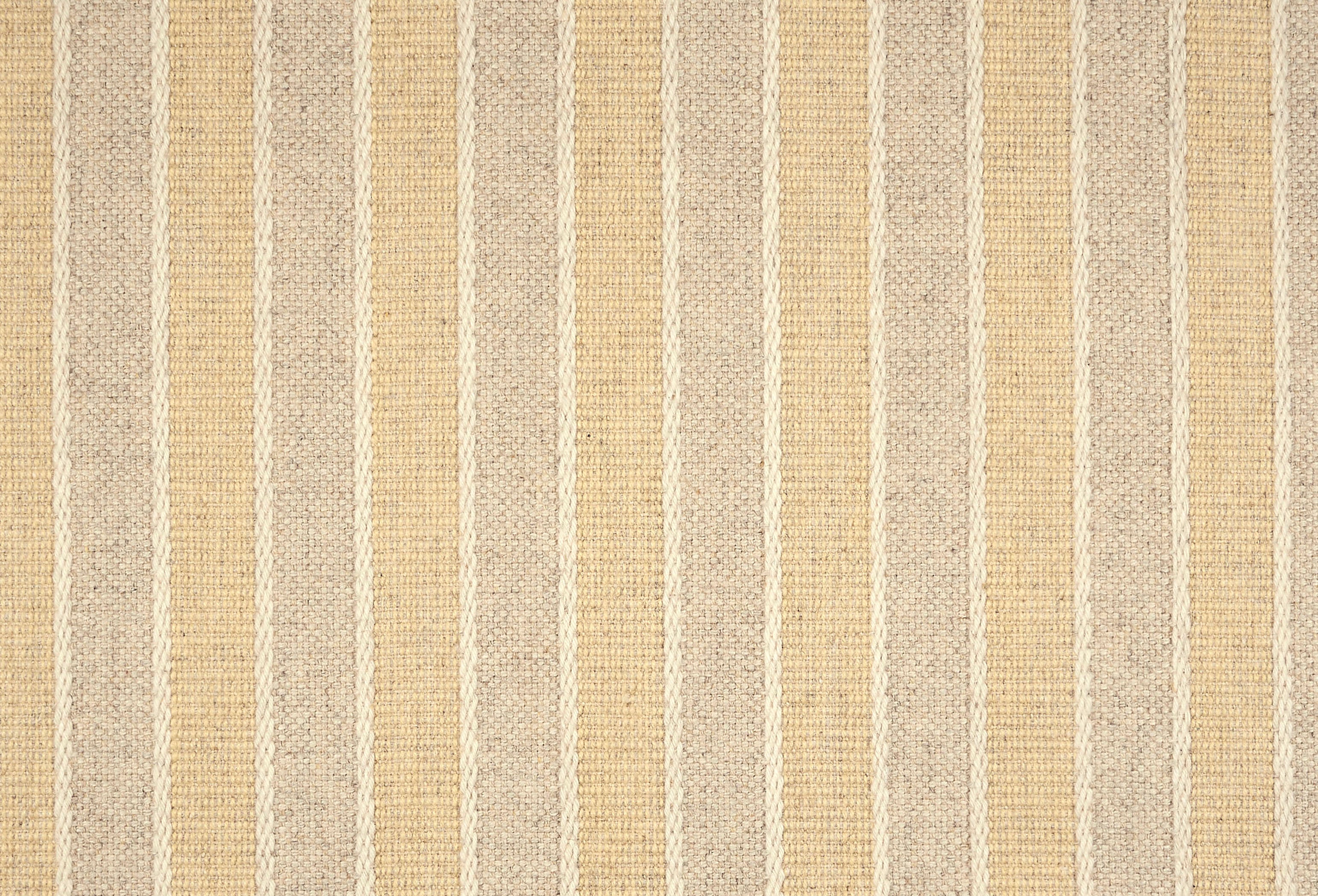 Broadloom carpet in cream and yellow stripes.