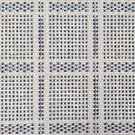 Broadloom carpet in check pattern in shades of dark blue with cream. 