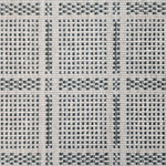 Broadloom carpet in check pattern in shades of dark green with cream. 