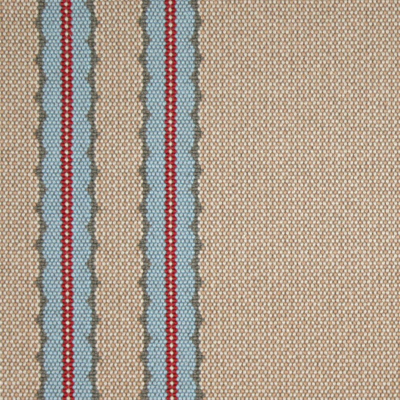 Striped flatweave runner in tan blue and red 