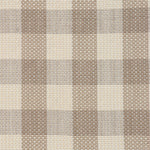 Handwoven fabric in a window pane check in cream and taupe.