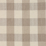 Handwoven fabric in a window pane check in cream and taupe.