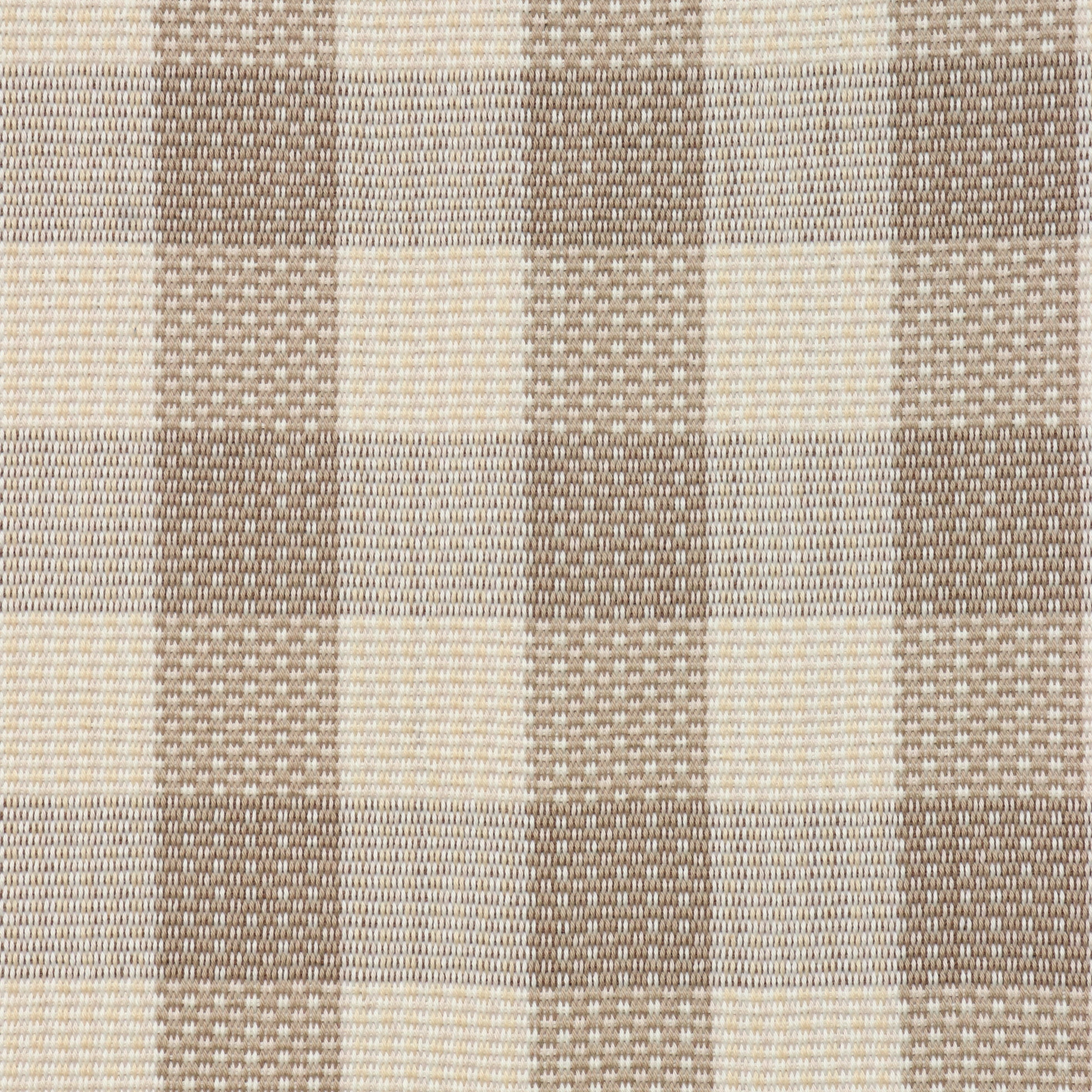 Handwoven fabric in a window pane check in cream and taupe.