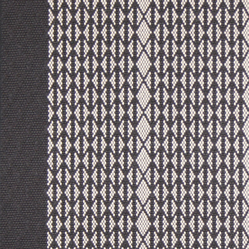 Striped with diamond flatweave runner in black and white