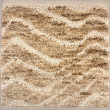 Handknotted Rug in the Moroccan style in a raisedwavy stripe in natural wool & jute. 