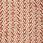 Fabric with a abstract leaf pattern in red and pink on a neutral background
