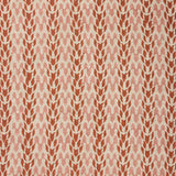 Fabric with a abstract leaf pattern in red and pink on a neutral background