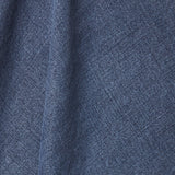 A draped swatch of blended linen fabric in a solid navy color.