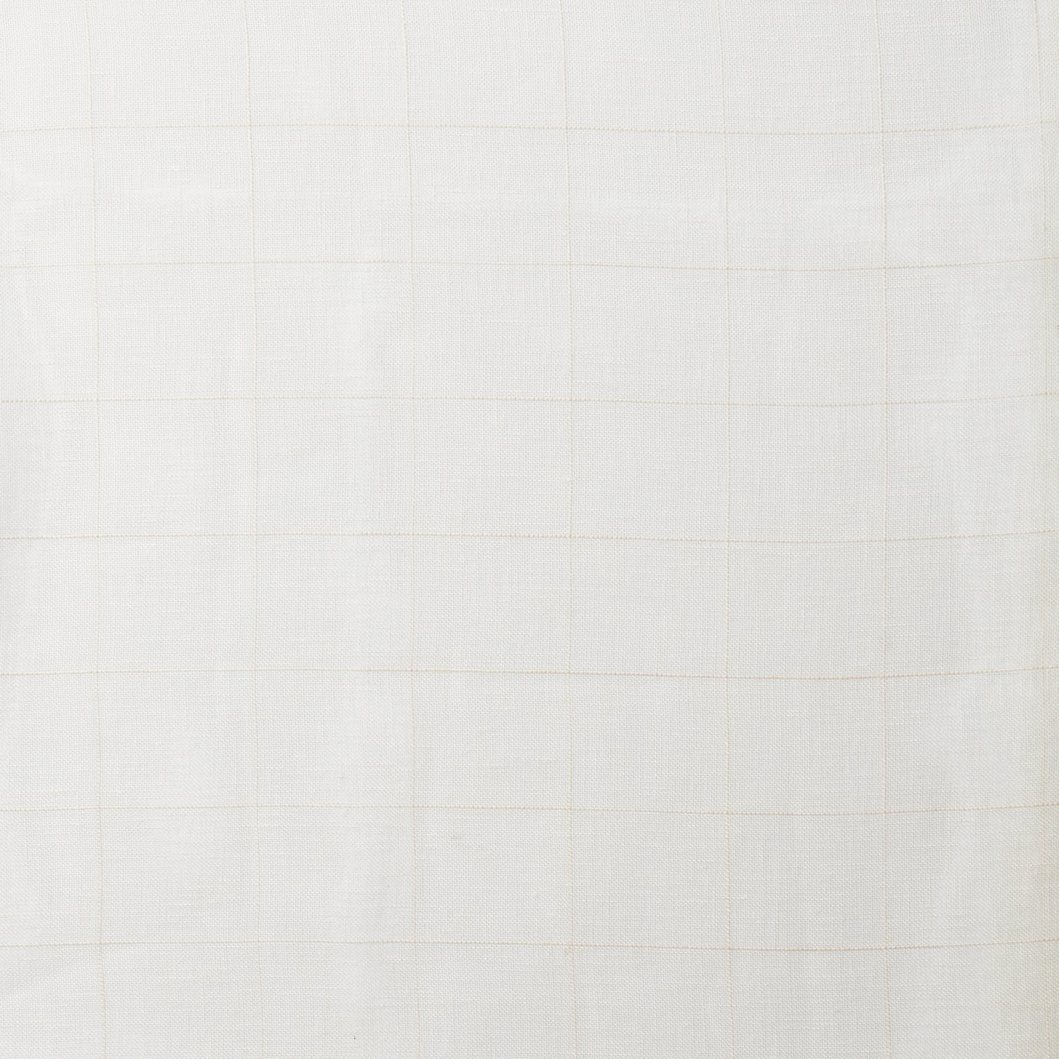 A swatch of sheer linen fabric in a cream color with a subtle checked pattern.